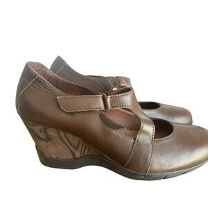 Sanita Wedge Pumps Womens 6 Brown Leather Mary Jane‎ Closed Toe Heels EU 37